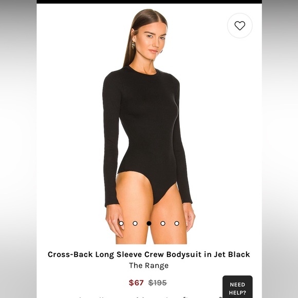 The Range Cross-Back Long Sleeve Crew Bodysuit in Jet Black size M - Picture 3 of 6